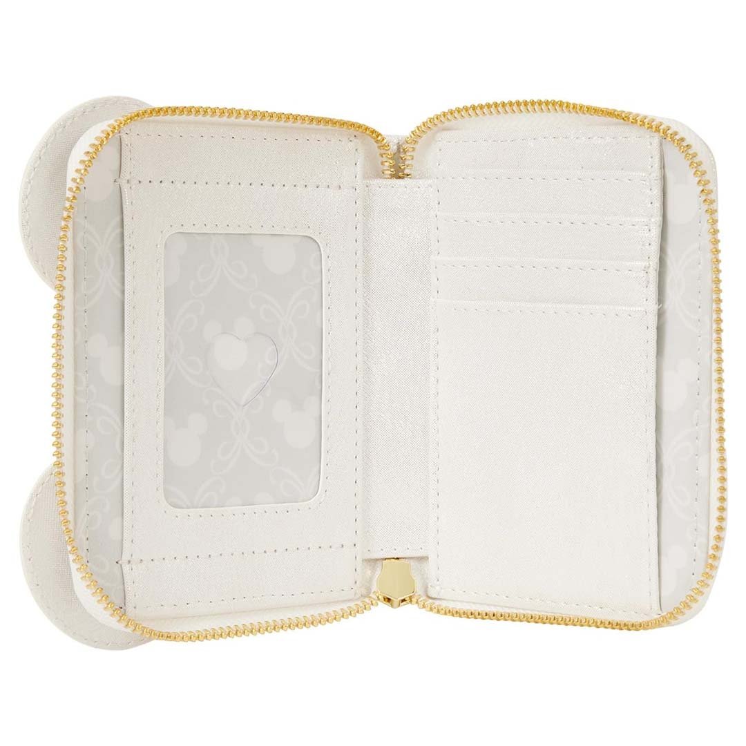 Loungefly Disney Minnie Mouse Iridescent Lace Wedding Zip Around Wallet