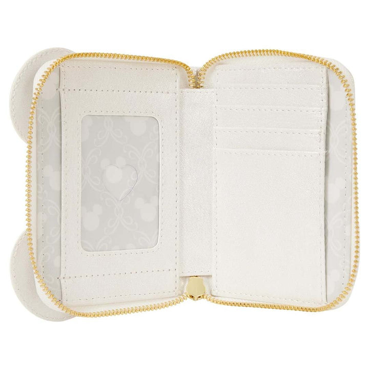 Loungefly Disney Minnie Mouse Iridescent Lace Wedding Zip Around Wallet