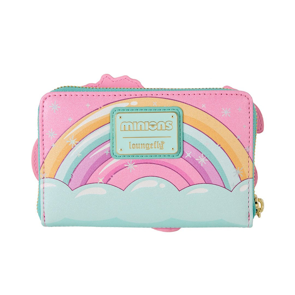 Loungefly Universal Minions Fluffy Unicorn Rainbow Glitter Zip Around Wallet