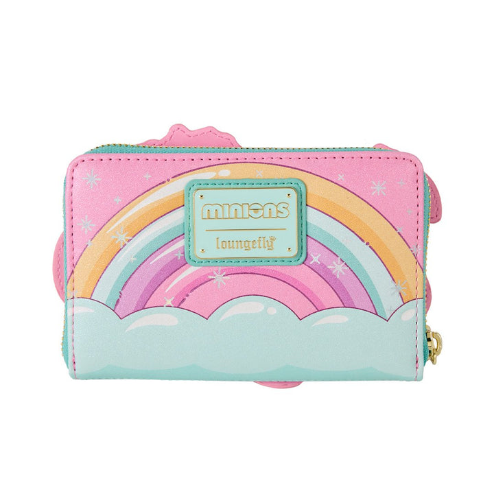 Loungefly Universal Minions Fluffy Unicorn Rainbow Glitter Zip Around Wallet