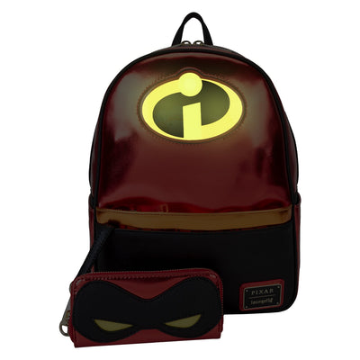 Loungefly Pixar The Incredibles 20th Anniversary Light-Up Cosplay Mini Backpack - Front Light