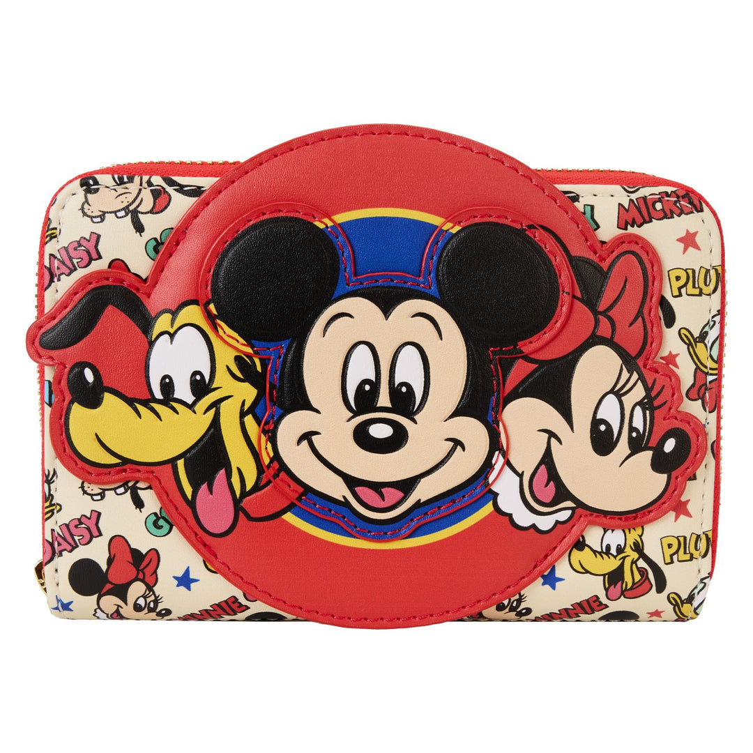 671803530324 - Loungefly Mickey &amp; Friends Classic All-Over Print Zip Around Wallet - front  