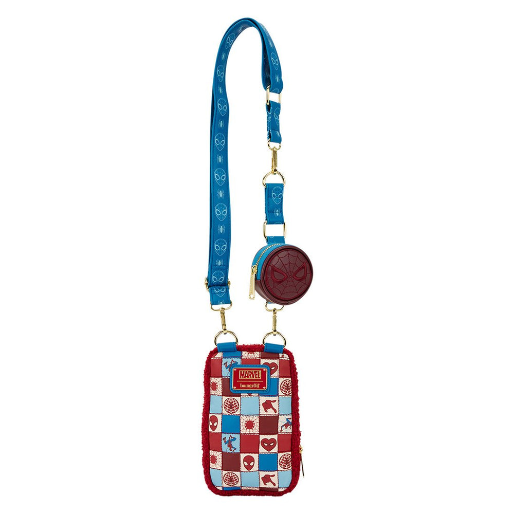 Loungefly Marvel Spider-Man Sherpa Cell Phone Crossbody Bag with Coin Bag