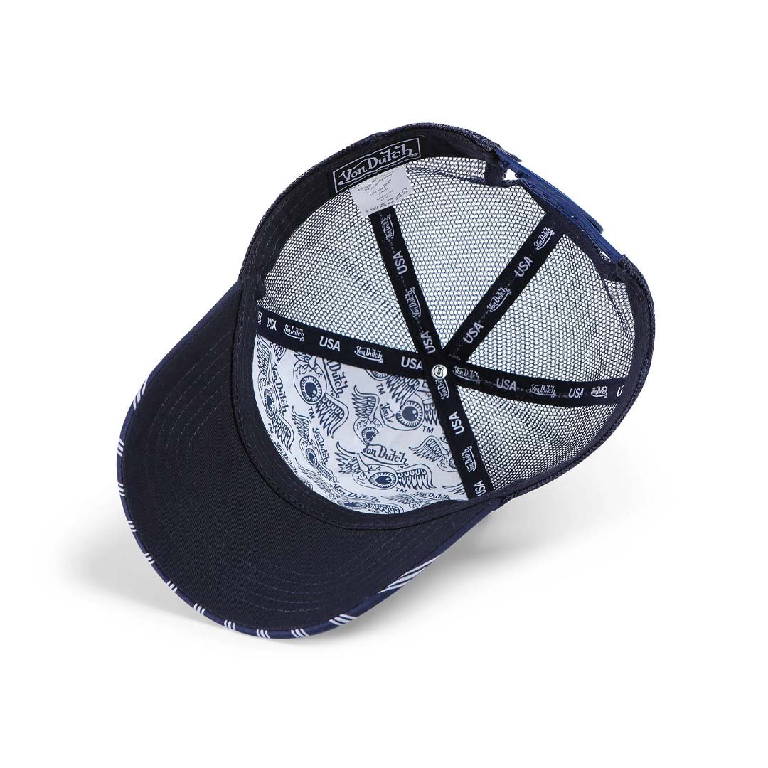 Von Dutch Navy &amp; White Stripe Trucker Hat
