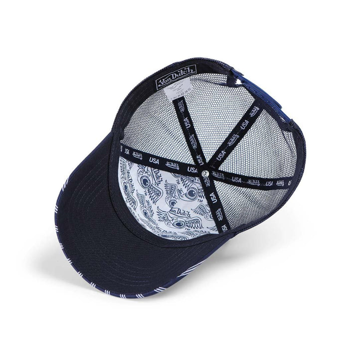 Von Dutch Navy &amp; White Stripe Trucker Hat