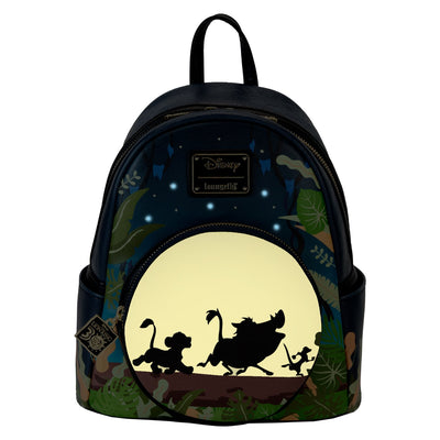 WDBK3639 - Loungefly Disney Lion King 30th Anniversary Hakuna Matata Silhouette Mini Backpack - Glow in the Dark