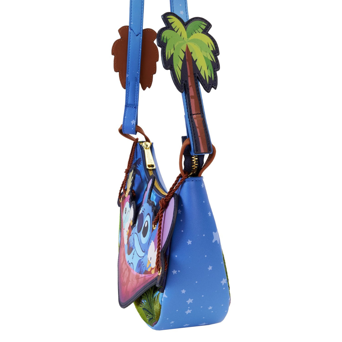 WDTB3020 - Loungefly Disney Lilo & Stitch Camping Cuties Hammock Crossbody - Side View