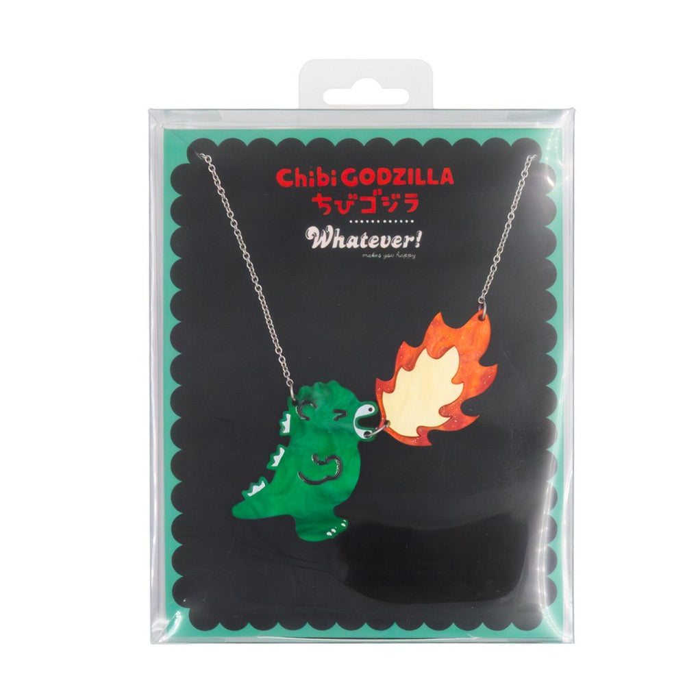 Whatever Makes You Happy Chibi Godzilla Raids Again Breathing Fire Acrylic Necklace