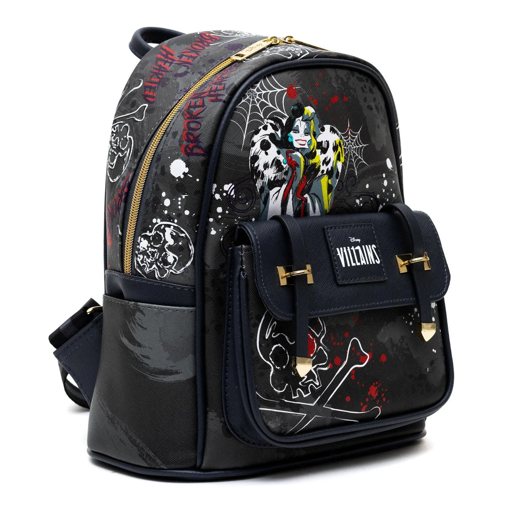 WondaPop Disney Villains Cruella DeVil 11" Vegan Leather Mini Backpack - Angel