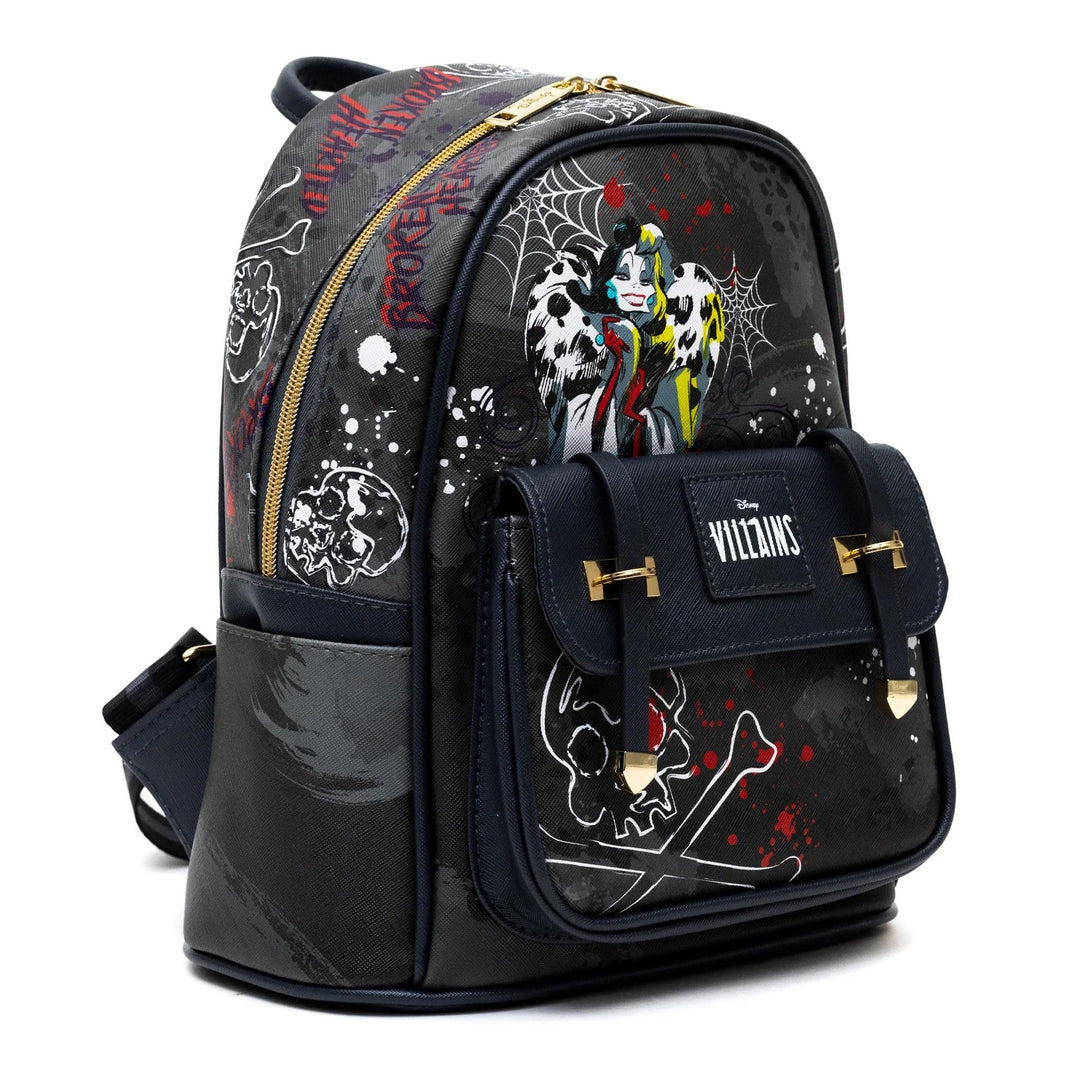 WondaPop Disney Villains Cruella DeVil 11" Vegan Leather Mini Backpack - Angel