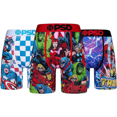 PSD Underwear Men's Marvel Print Boxer Briefs 3-Pack - Front