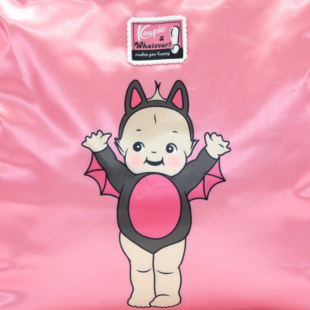 Whatever Makes You Happy Kewpie Black Bat Puffy Tote Bag with Ribbon Charm