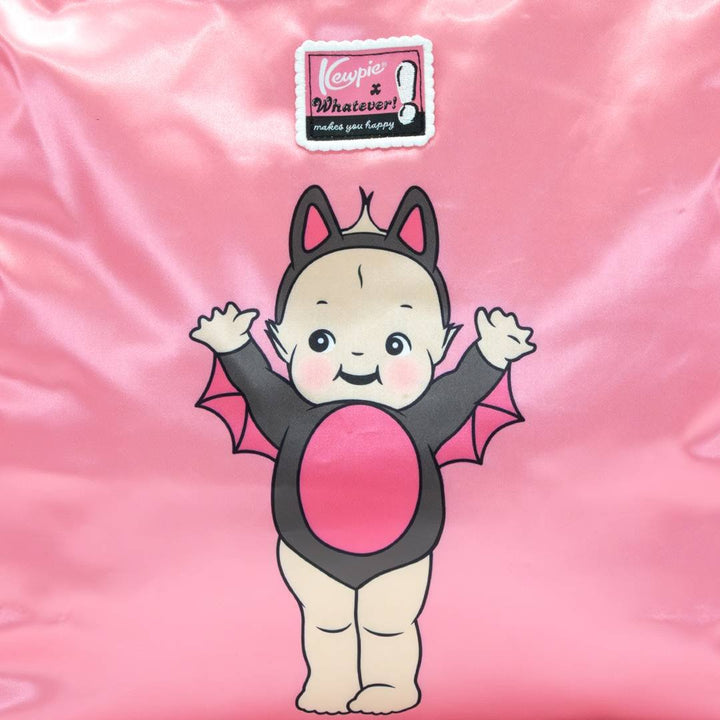 Whatever Makes You Happy Kewpie Black Bat Puffy Tote Bag with Ribbon Charm