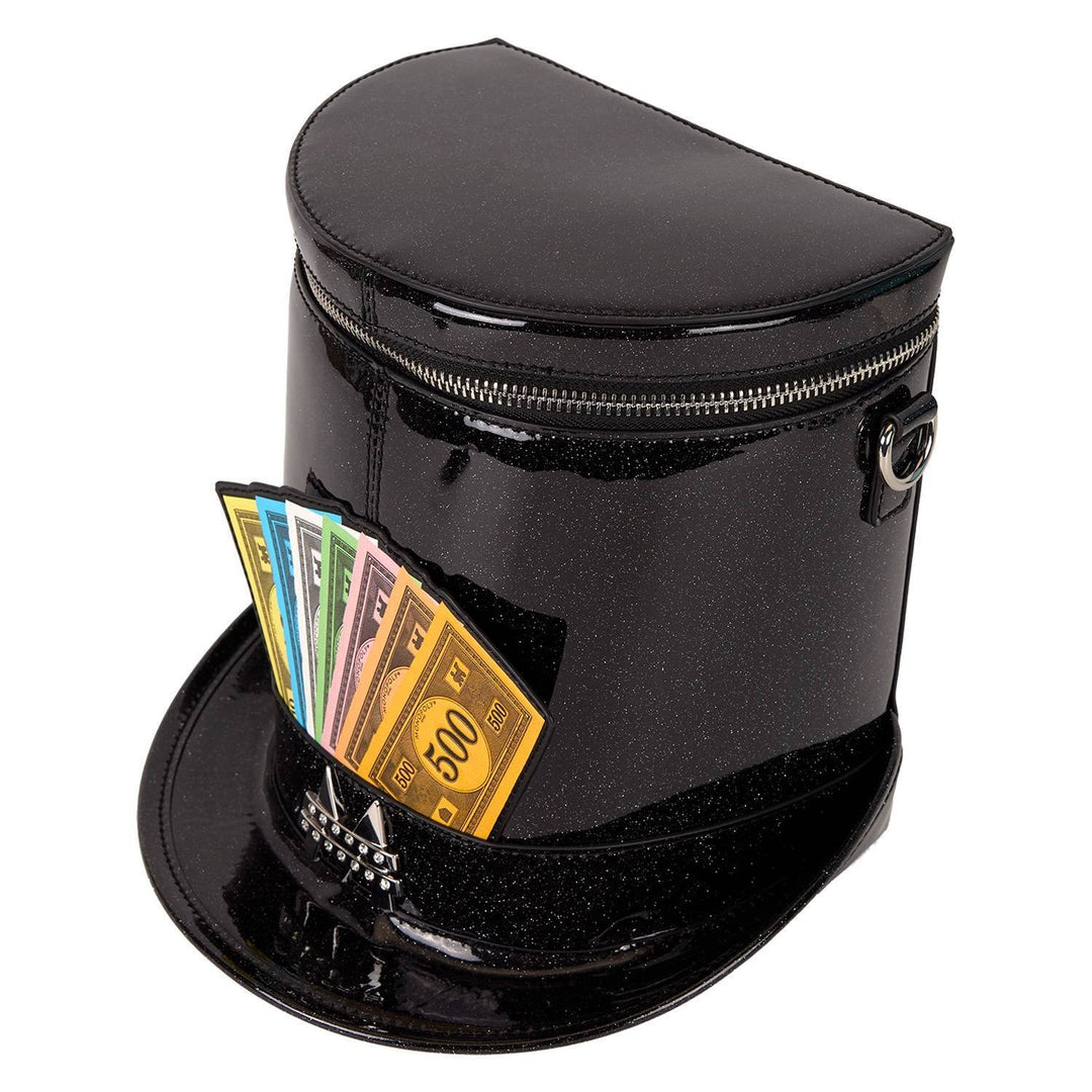 Loungefly Hasbro Monopoly 90th Anniversary Top Hat Glitter Figural Crossbody Bag