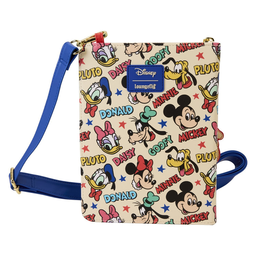 Loungefly Disney Mickey &amp; Friends Classic All-Over Print Refillable Stationery Zip Around Crossbody Journal