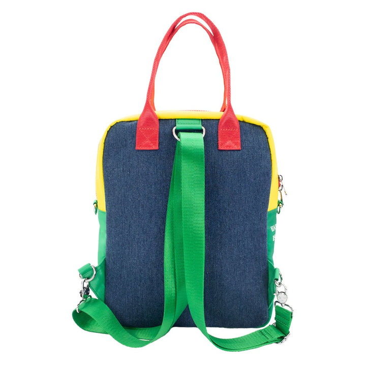 Whatever Makes You Happy Peanuts 75th Anniversary Color Block Denim &amp; Canvas Convertible Bag