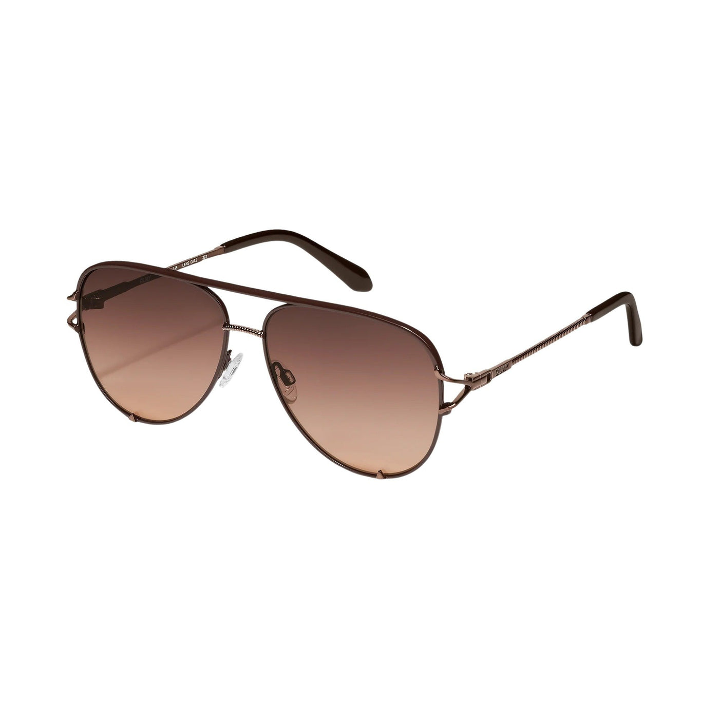 Quay Women's High Key Twist Aviator Sunglasses - Chocolate Frame/Brown Fawn Lens - Full