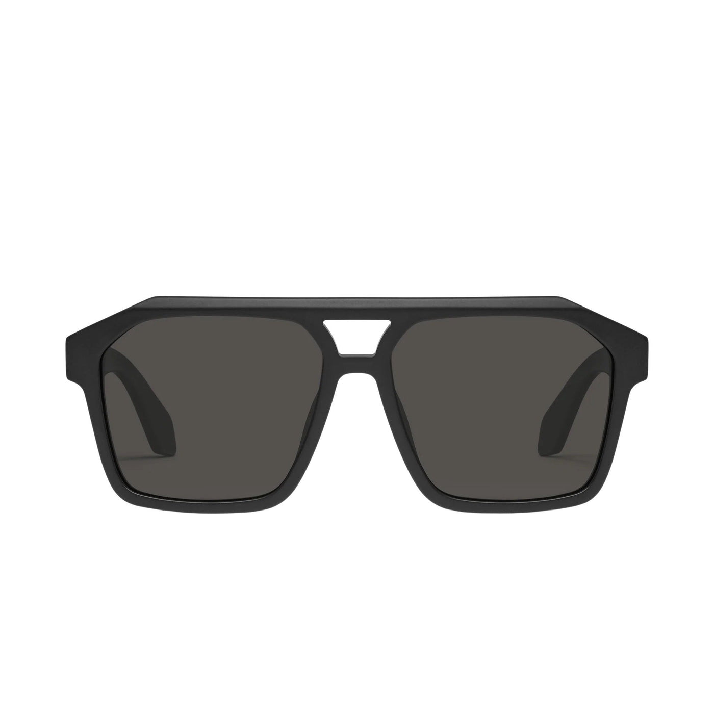 Quay Women's Soundcheck Modern Aviator Sunglasses (Matte Black Frame/Black Polarized Lens) - front