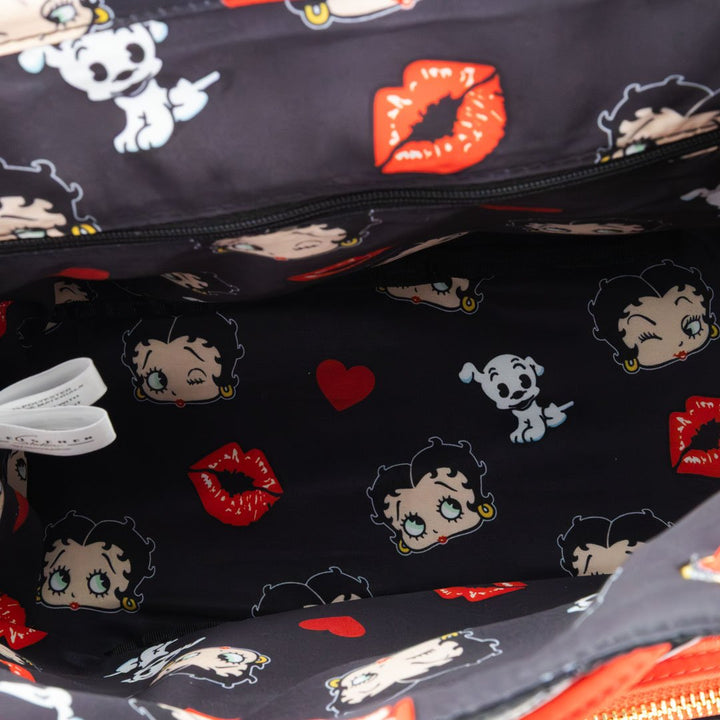 Whatever Makes You Happy Betty Boop Quilted Heart Trinket Backpack with Acrylic Charms
