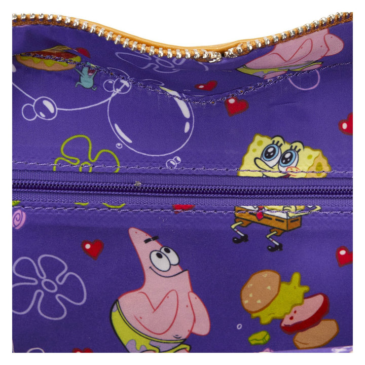 Loungefly Nickelodeon SpongeBob SquarePants Krabby Patty Plush Heart Figural Crossbody Bag