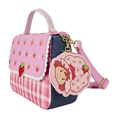 Loungefly Strawberry Shortcake Denim Gingham Crossbody Bag with Coin Bag