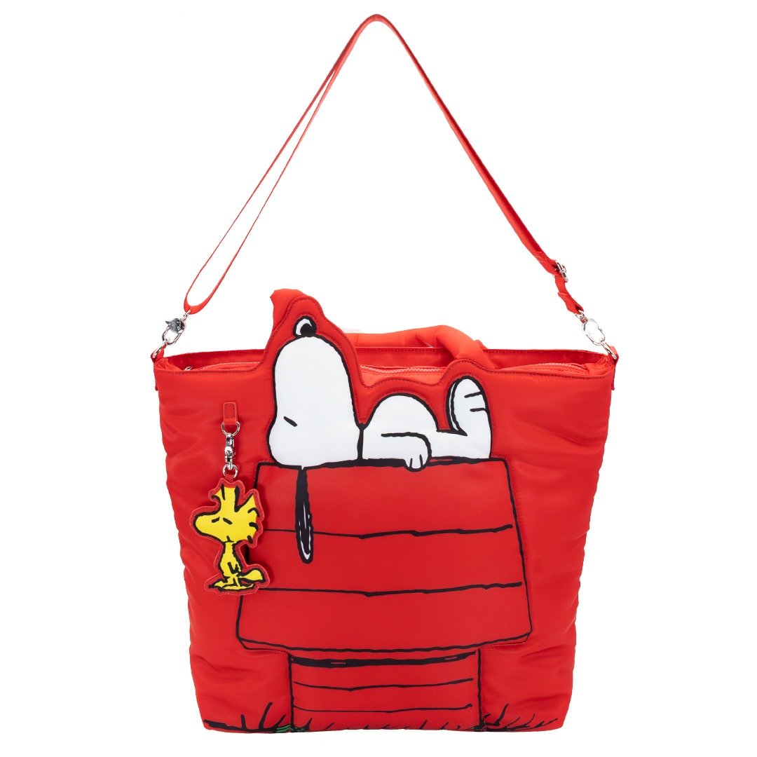 Whatever Makes You Happy Peanuts 75th Anniversary Snoopy House Padded Nylon Tote Bag