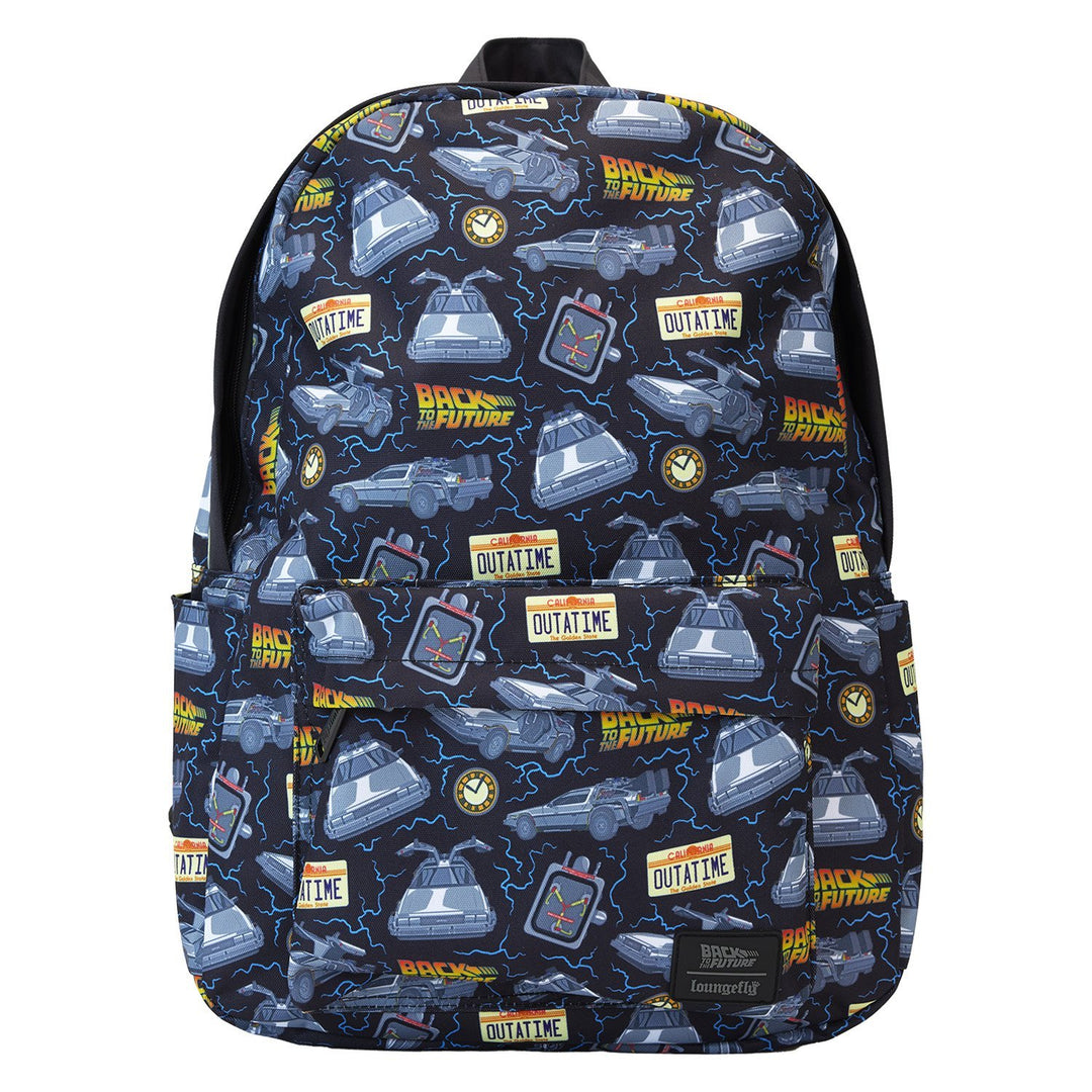Loungefly Universal Back To The Future 40th Anniversary All-Over Print Nylon Full-Size Backpack