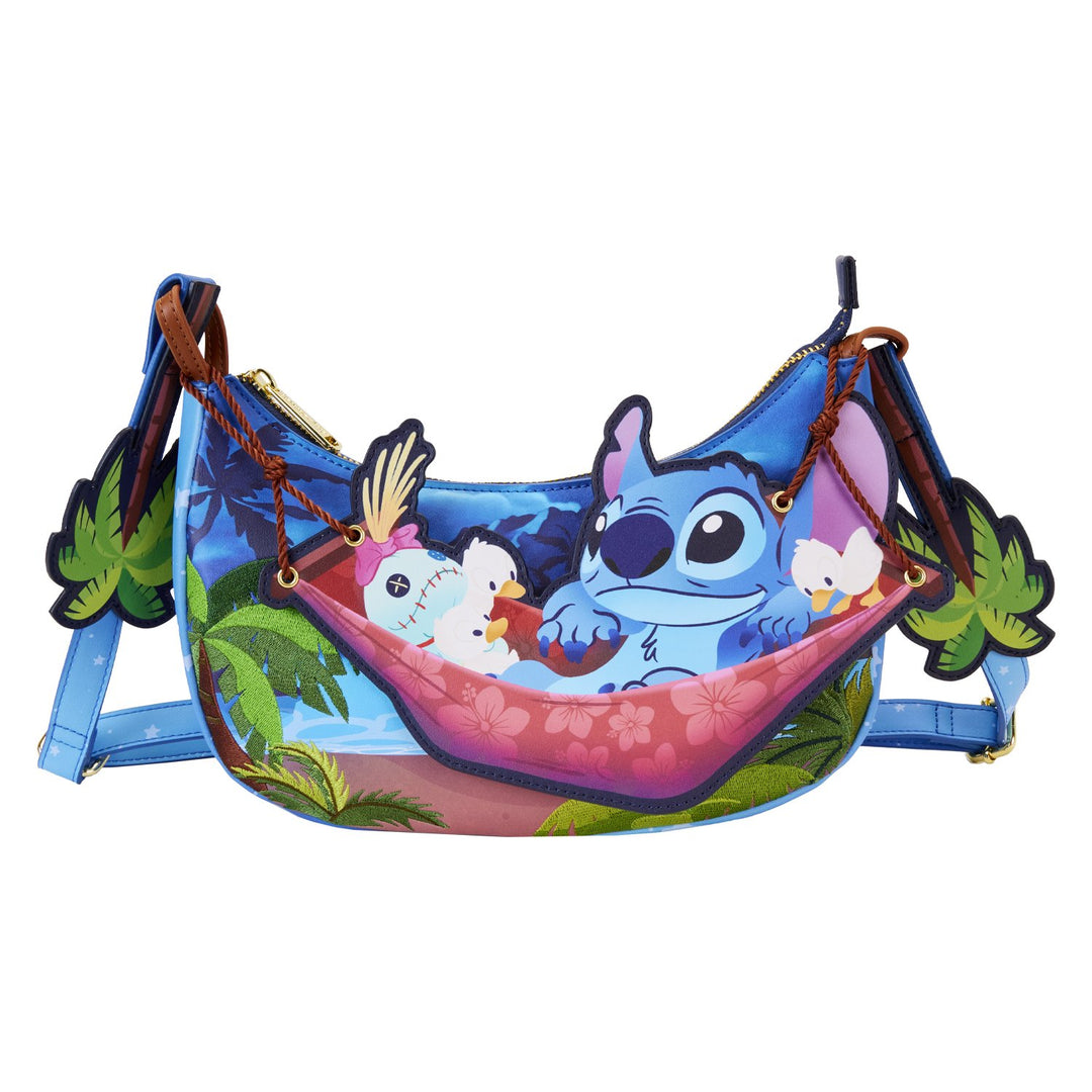 WDTB3020 - Loungefly Disney Lilo &amp; Stitch Camping Cuties Hammock Crossbody - Front
