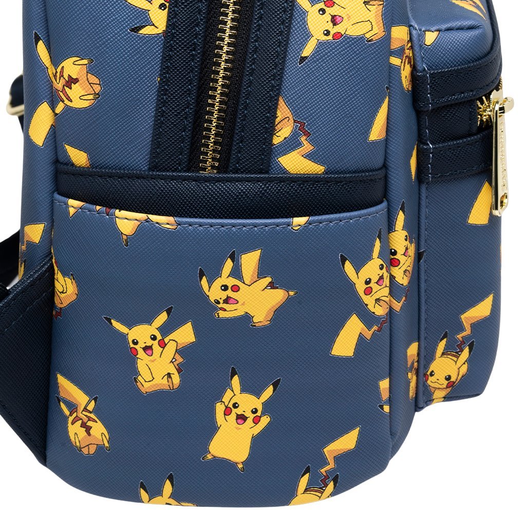 Loungefly Pokémon Pikachu Allover Print Mini Backpack Navy Blue Gold Hardware Amazon.com: Loungefly Pokemon Pikachu Allover Print Women main image 2