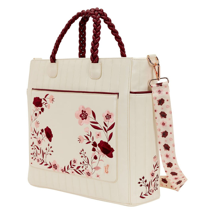Loungefly Cream &amp; Red Floral Tote Bag