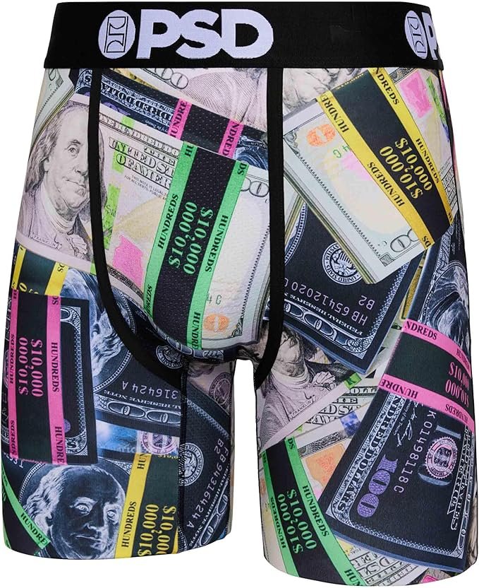 PSD Underwear Men's Neon Money 3-Pack Boxer Briefs - big stacks