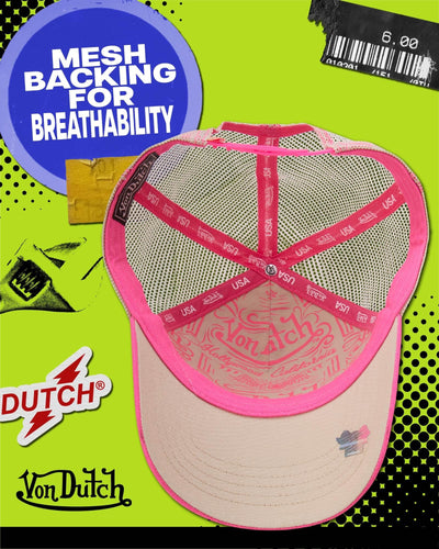Von Dutch Unisex Trucker Hat - Curved Bill Mesh Back Retro Classic Adjustable Snapback Baseball Cap for Men and Women