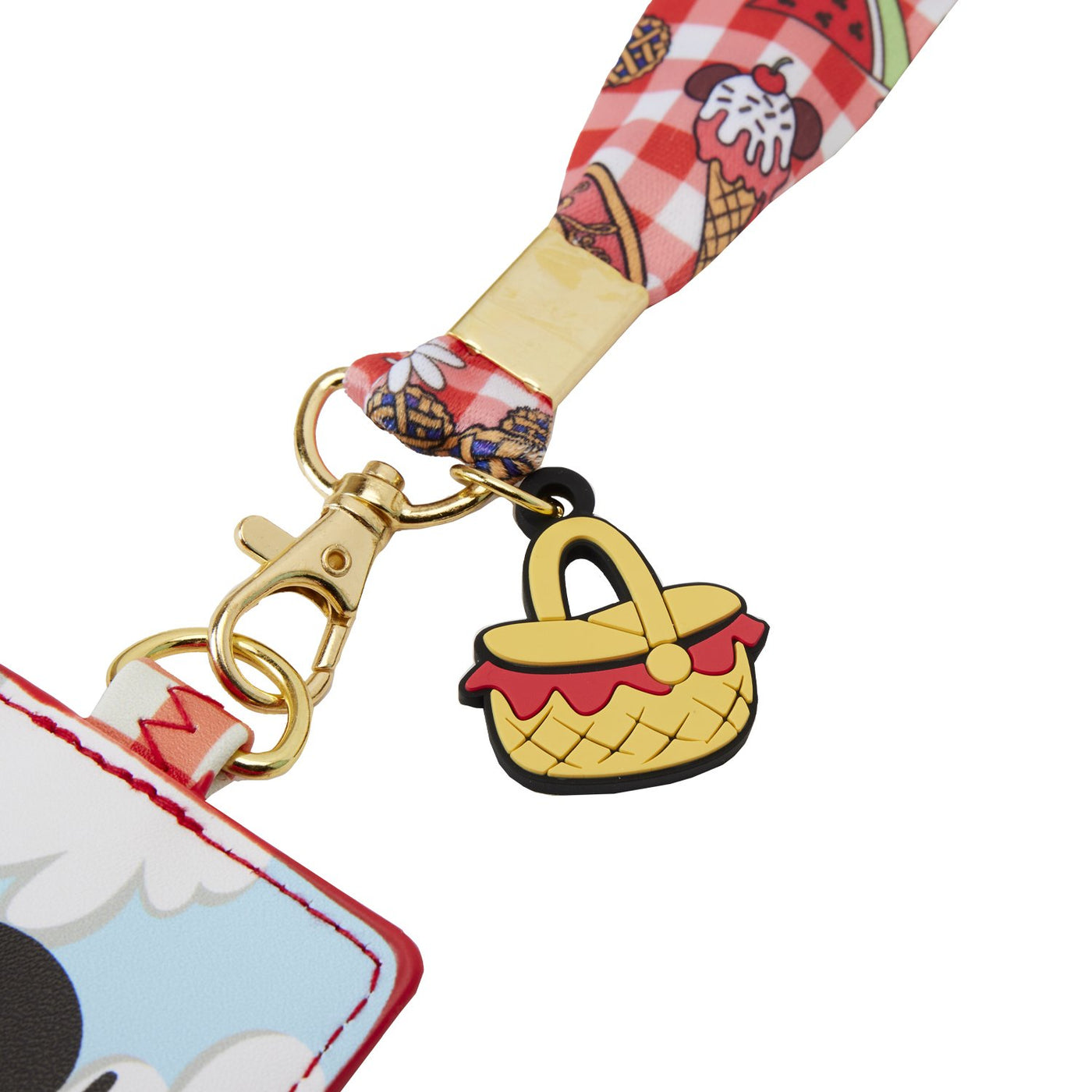 Loungefly Disney Mickey and Friends Picnic Lanyard with Card Holder - Close Up