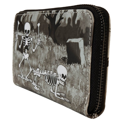 Loungefly Disney Skeleton Dance Zip-Around Wallet - Angled Zipped