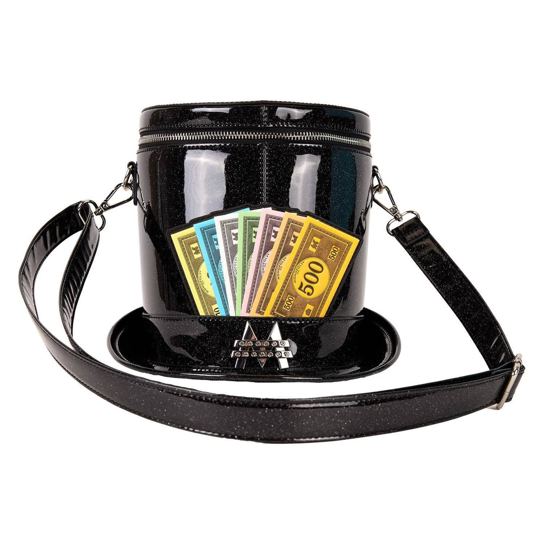 Loungefly Hasbro Monopoly 90th Anniversary Top Hat Glitter Figural Crossbody Bag