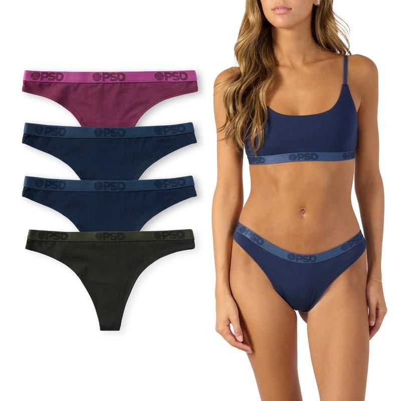 PSD Underwear Women's Modal Mood Thong 4-Pack Box - Model