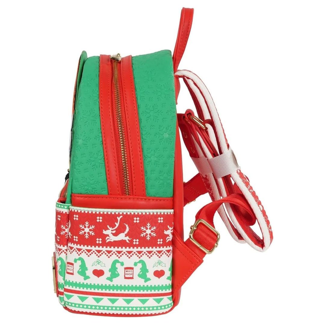 Loungefly Dr. Seuss How the Grinch Stole Christmas Grinch Christmas Sweater Mini Backpack - Entertainment Earth EX