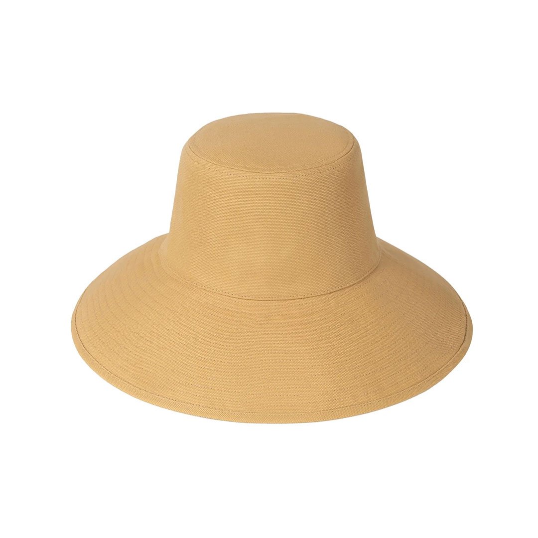 Lack of Color Women's Wide-Brimmed Cotton Canvas Holiday Bucket Hat - Latte Front