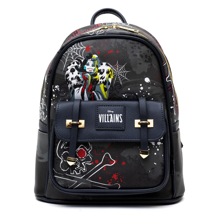WondaPop Disney Villains Cruella DeVil 11" Vegan Leather Mini Backpack - Front