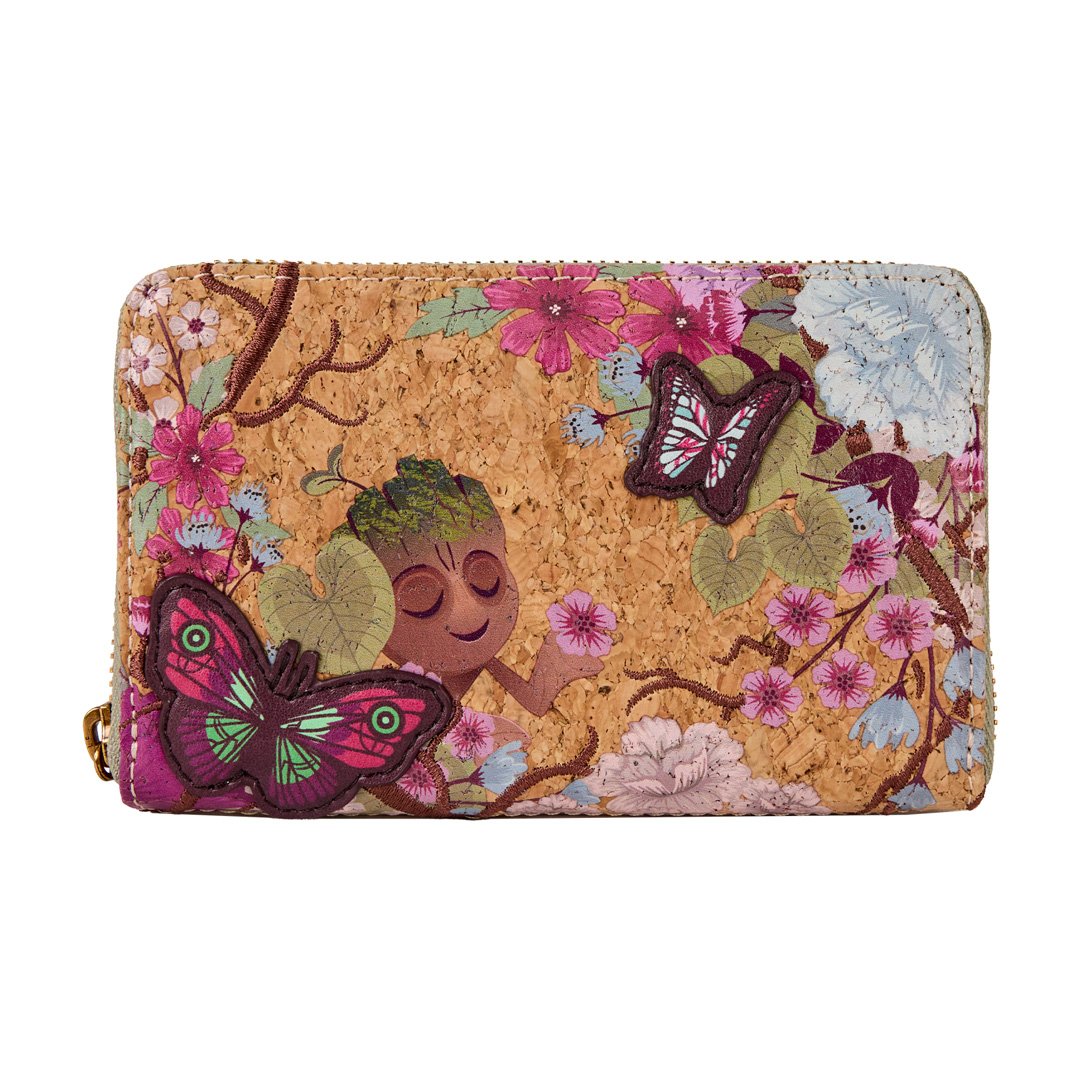 671803545045 - Loungefly Marvel Guardians of the Galaxy Floral Groot Zip Around Wallet - front  