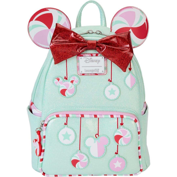 Loungefly Disney Minnie Mouse Holiday Peppermint Ornaments Mini Backpack