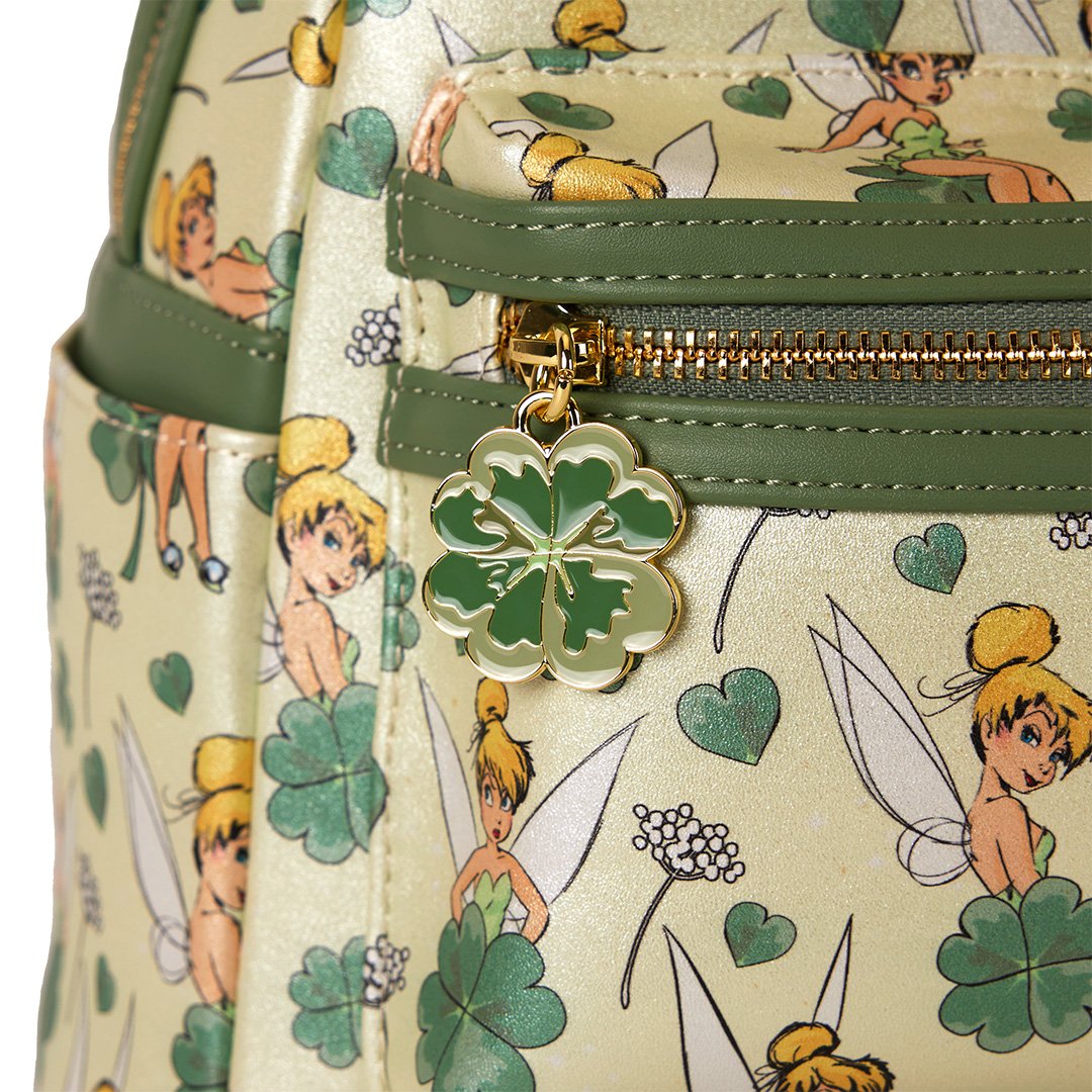 Loungefly Disney Peter Pan Tinker Bell Clover All-Over Print Mini Backpack