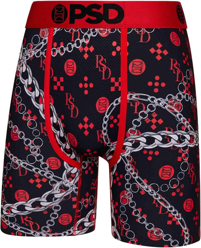 PSD Underwear Men's Monogram Luxe Boxer Briefs 3-Pack - Red Chain