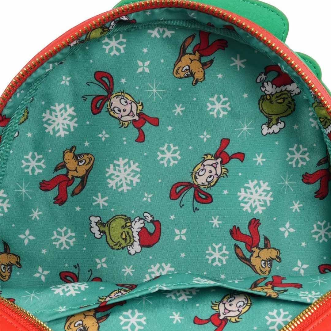 Loungefly Dr. Seuss How the Grinch Stole Christmas Grinch Christmas Sweater Mini Backpack - Entertainment Earth EX