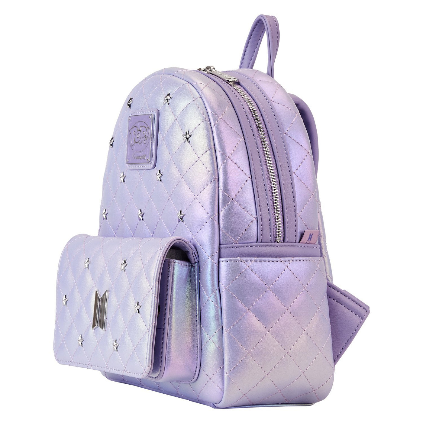 BTS公式 Loungefly イリデッセントパープル ミニバックパック Amazon.com | Loungefly BTS Logo Iridescent Purple Mini
