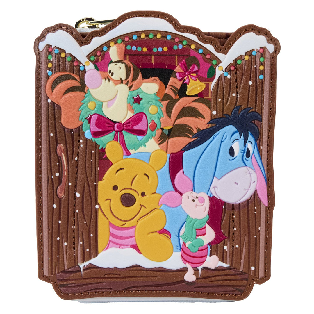 671803527041 - Loungefly Disney Winnie The Pooh &amp; Friends Christmas Greetings Zip Around Wallet - front