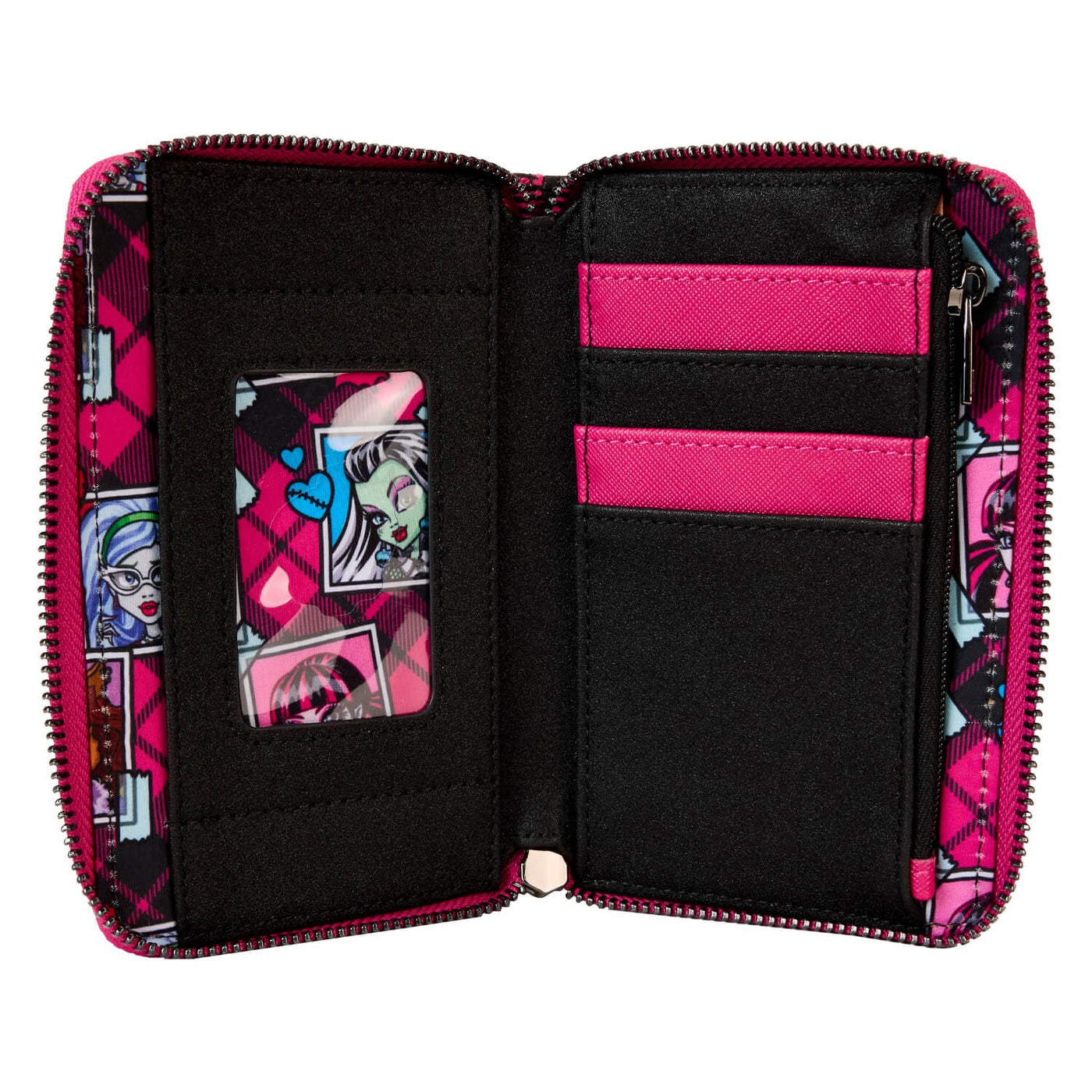 Loungefly Mattel Monster High Crest Zip-Around Wallet - open