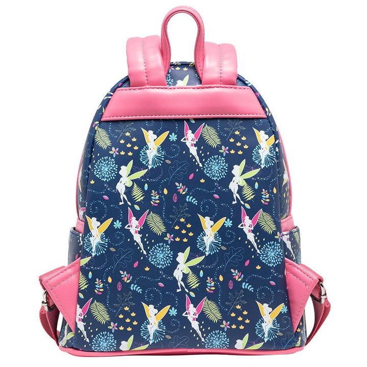 Loungefly Disney Tinkerbell Glow in the Dark Allover Print Mini Backpack w/ Pink Straps - 707 Street Exclusive