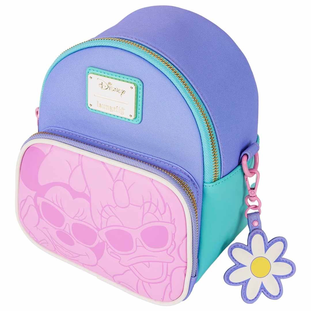 Loungefly Disney Daisy Duck 85th Anniversary Daisy Duck &amp; Minnie Mouse Convertible Mini Backpack &amp; Crossbody Bag
