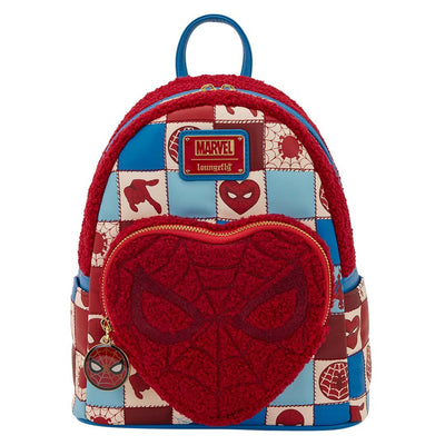 Loungefly Marvel Spider-Man Sherpa Heart Mini Backpack